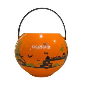 LEGOLAND California Hotel Pumpkin Candy Bucket 2018 Halloween Plastic FLAWED GUC